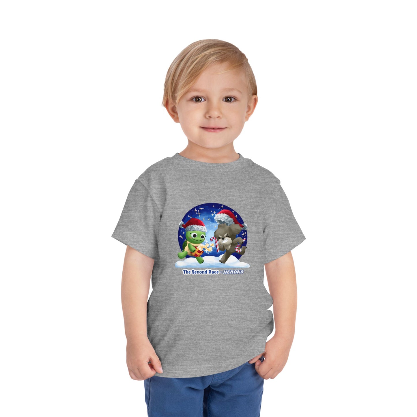 Toddler Tee - Cute Christmas Turtle & Puppy in a Snow Globe Holiday Design