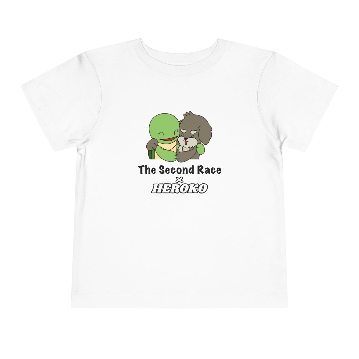 Toddler Tee — Cute "The Second Race" Cartoon Turtle & Puppy Graphic