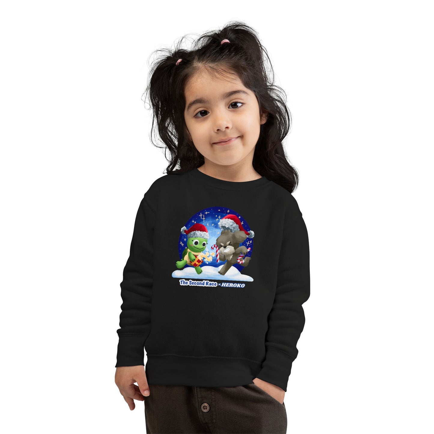Toddler Sweatshirt - Cute Holiday Turtle & Puppy Friends Christmas Design
