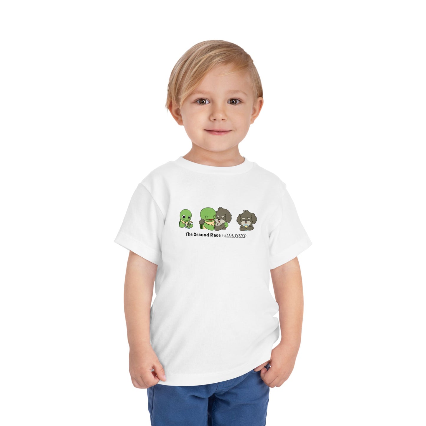 Toddler Tee — Cute Turtle and Dog Character Trio "The Second Race"