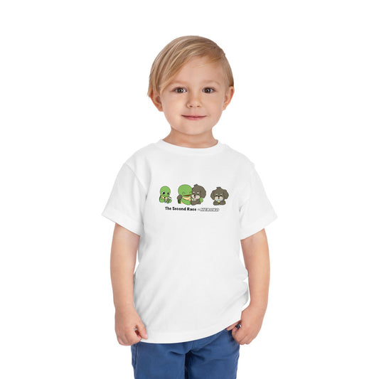 Toddler Tee — Cute Turtle and Dog Character Trio "The Second Race"