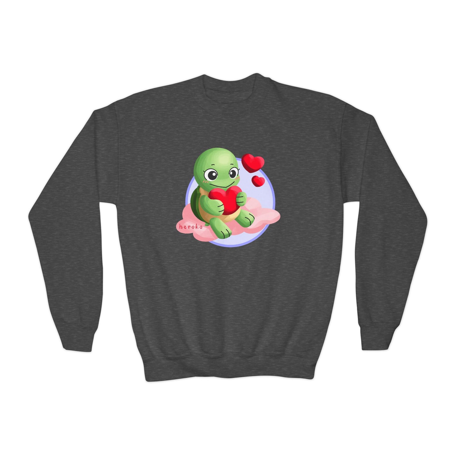 Kids Crewneck Sweatshirt  - Cute Turtle Valentine's Day Design
