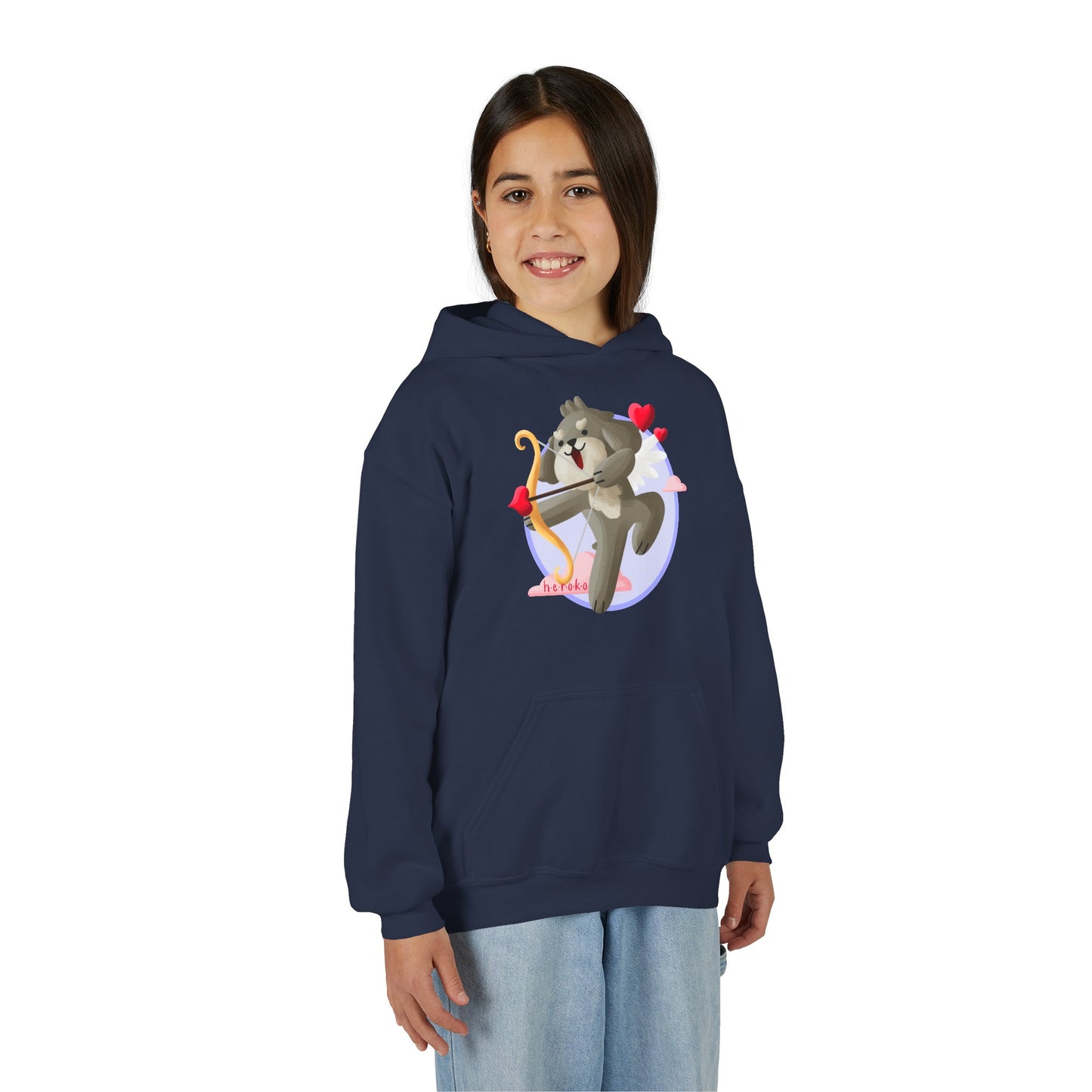 Kids Hoodie - Cute Dog Valentine's Day Design