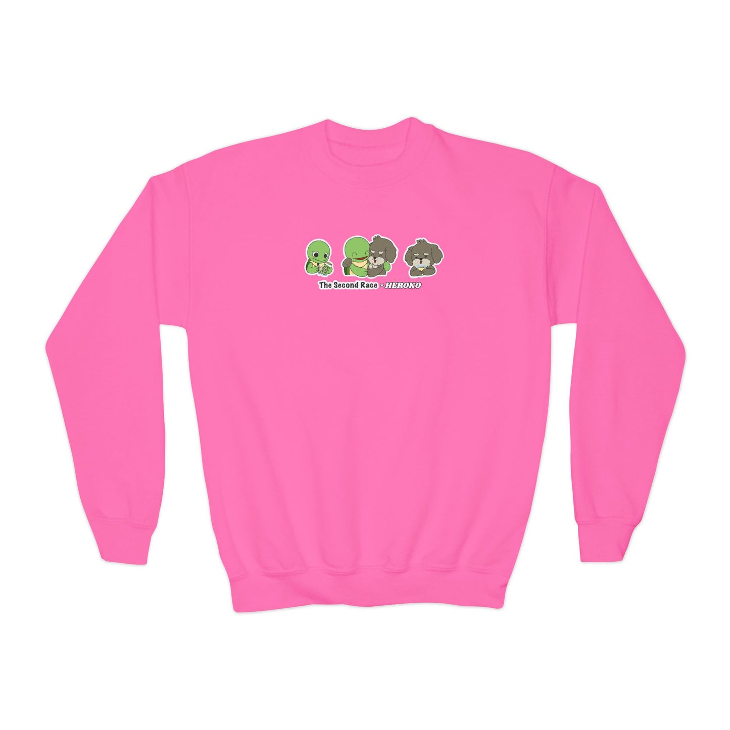 Kids Crewneck Sweatshirt — The Second Race: Turtle and Puppy
