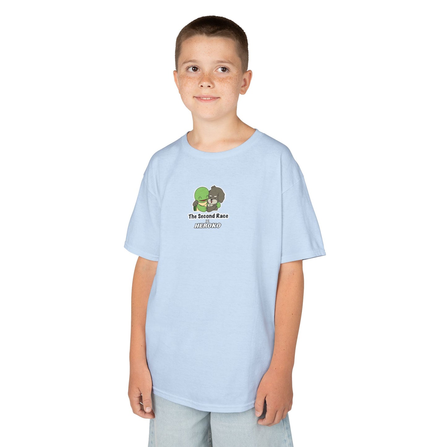 Kids Tee -"The Second Race" Cute Turtle and Puppy Graphic Tee