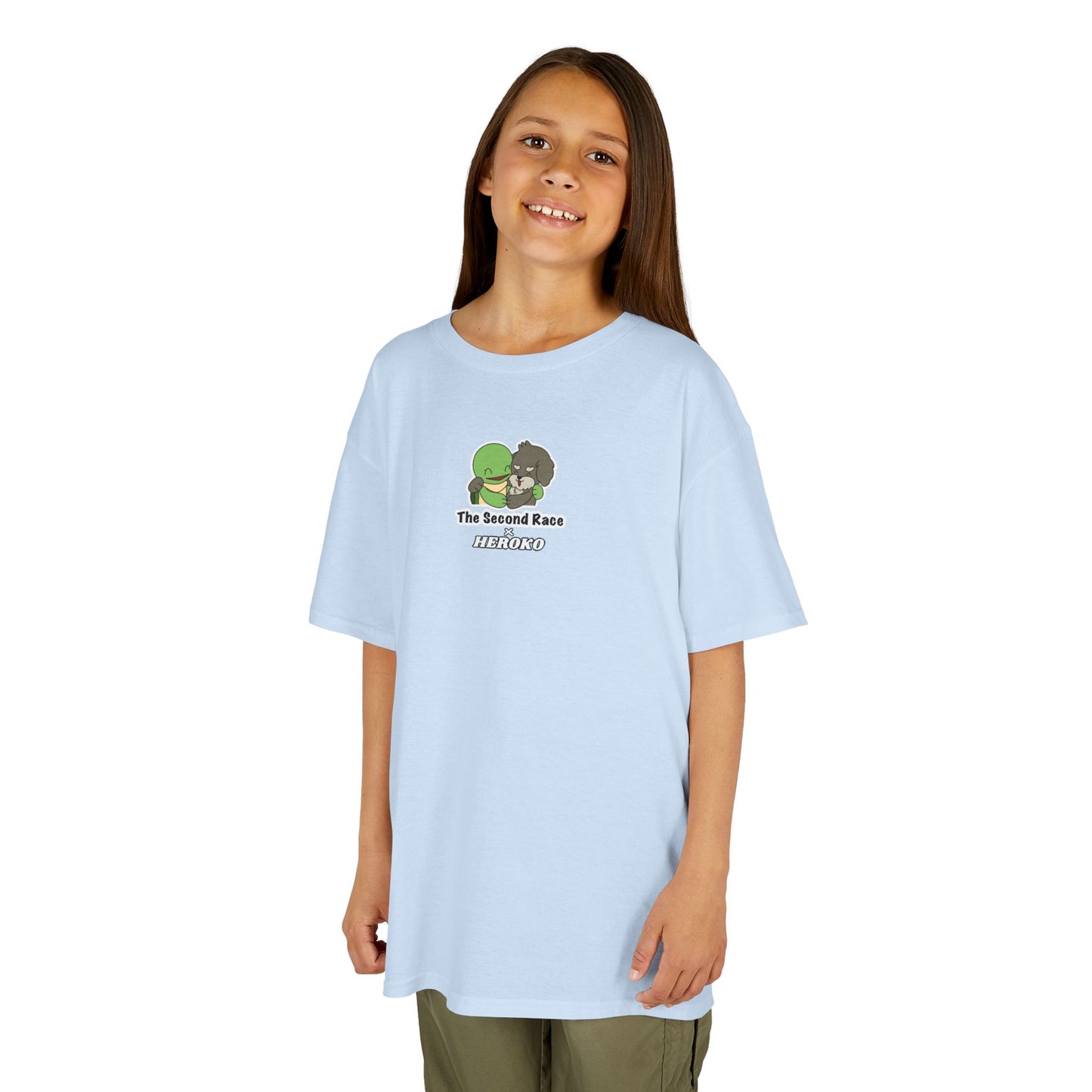 Kids Tee -"The Second Race" Cute Turtle and Puppy Graphic Tee
