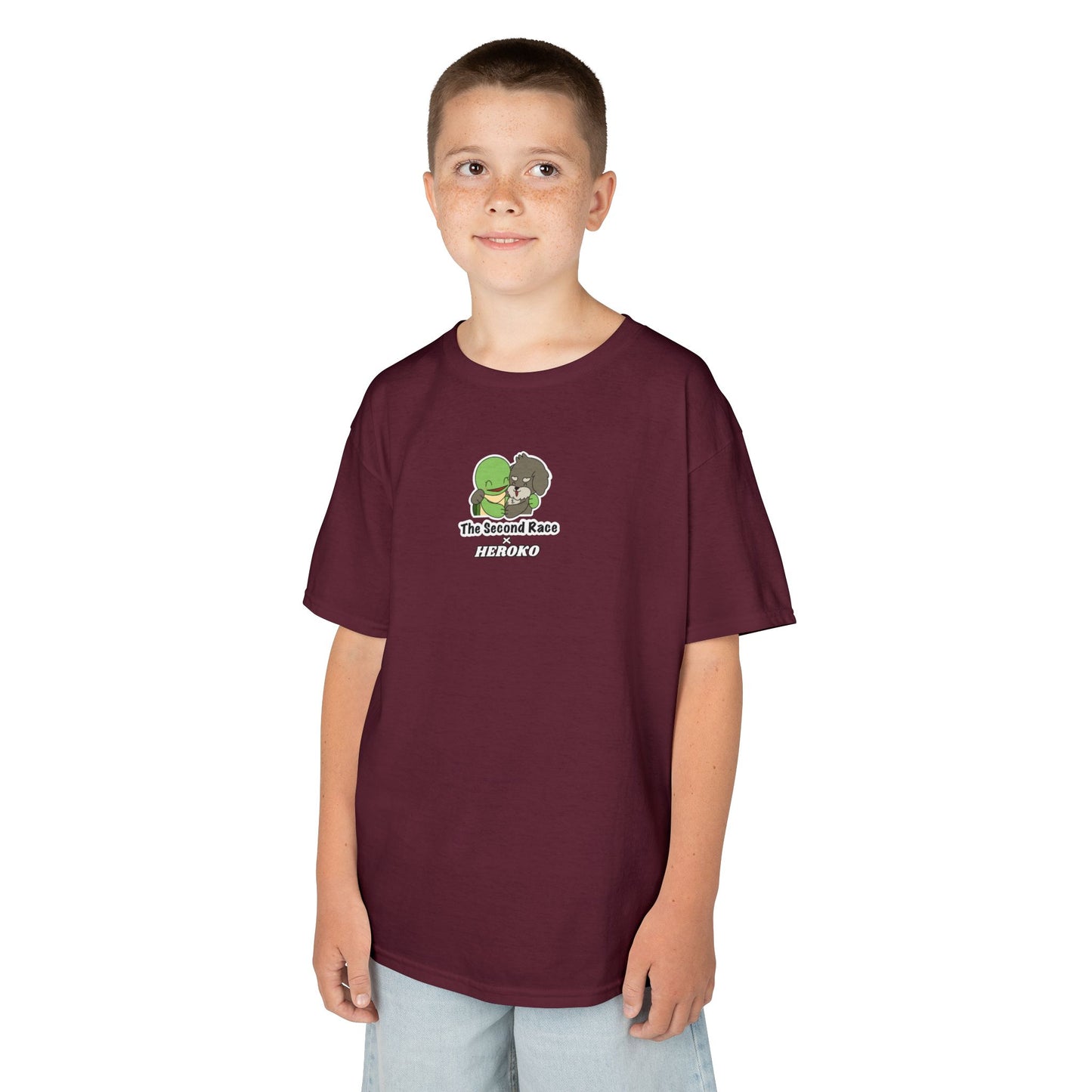Kids Tee -"The Second Race" Cute Turtle and Puppy Graphic Tee