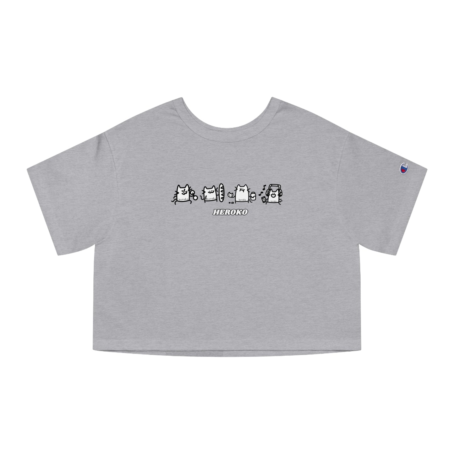 Women's Champion SMALL CUTE CATS Cropped T-Shirt