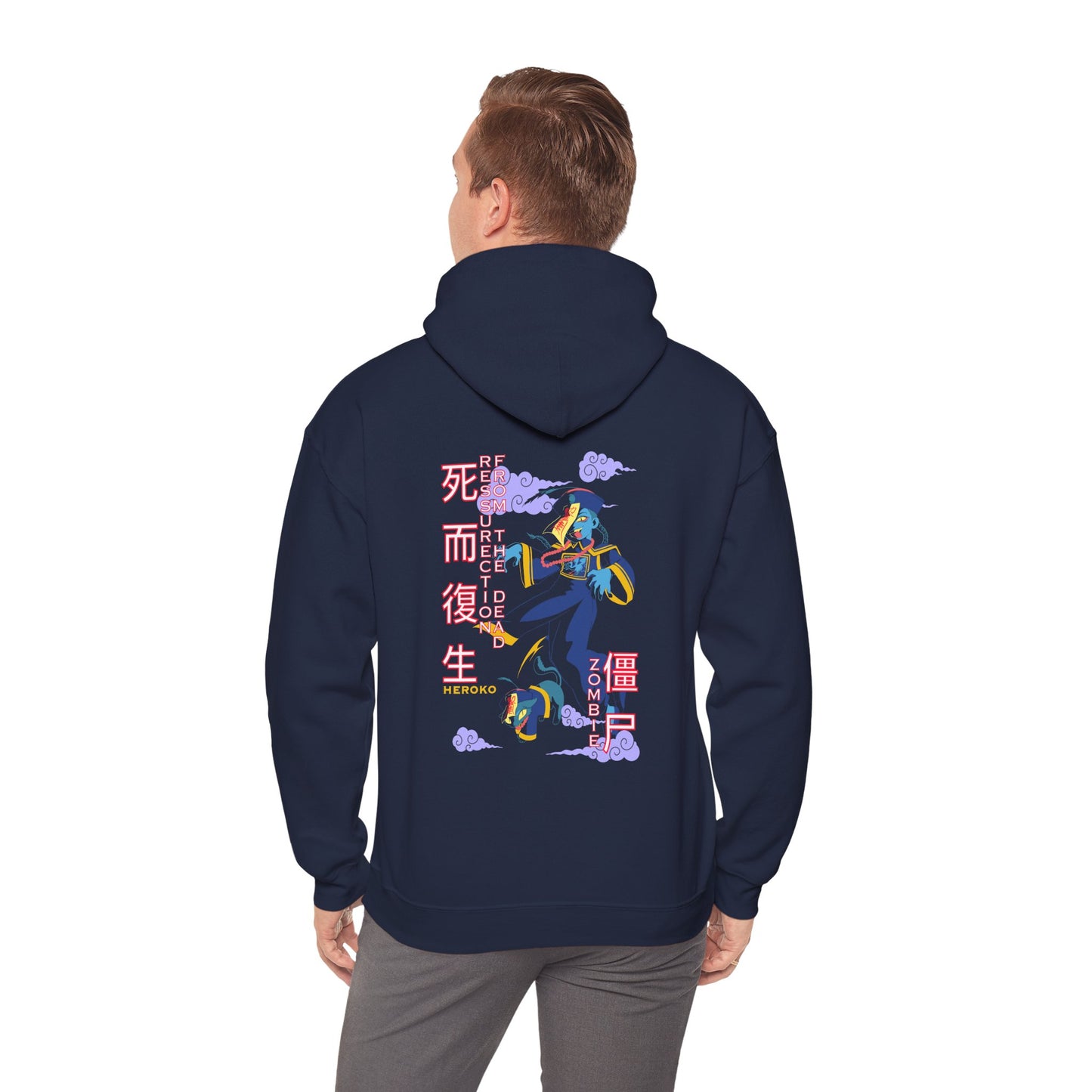Adults Unisex Hoodie, Chinese Ancient Zombies Design on Back