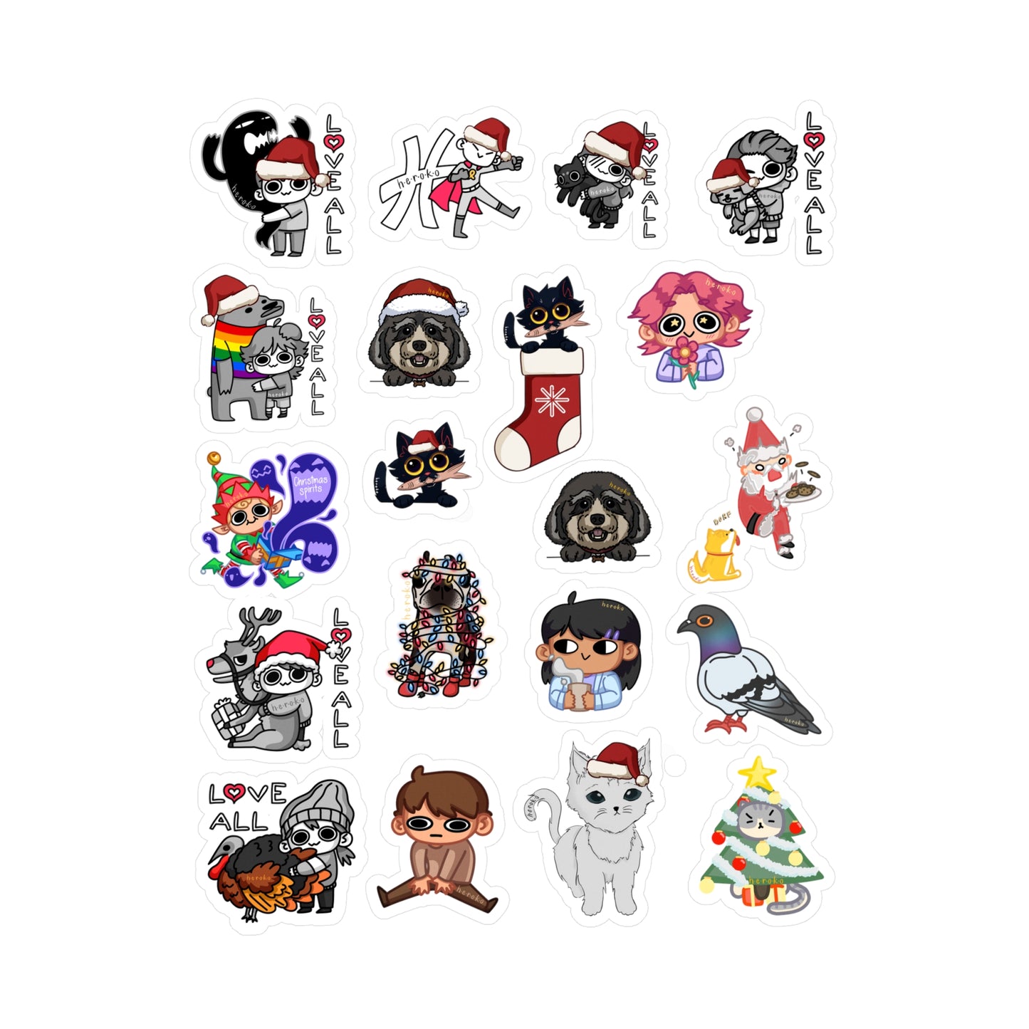 20 STICKERS -XMAS & OTHER DESIGNS SET#4 Kiss-Cut Vinyl Decals