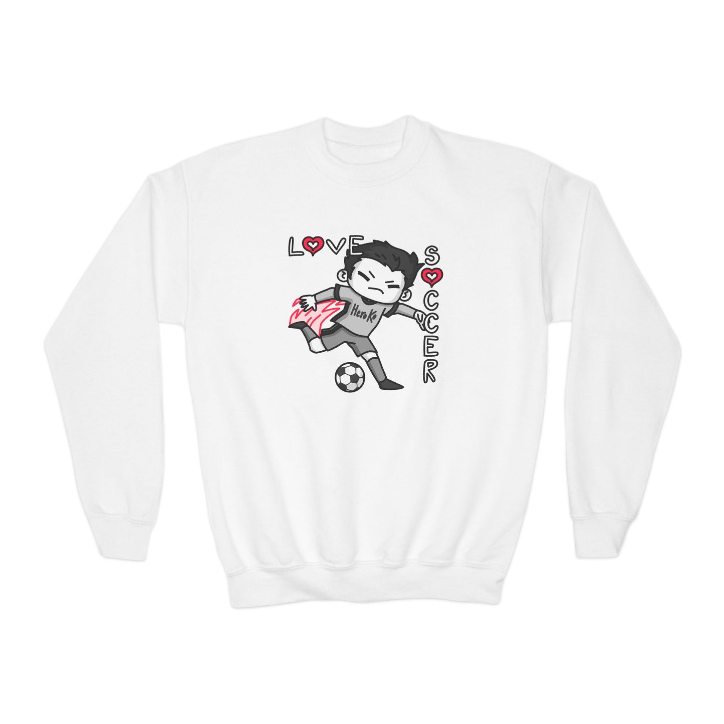 Youth BOYS LOVE SOCCER Crewneck Sweatshirt