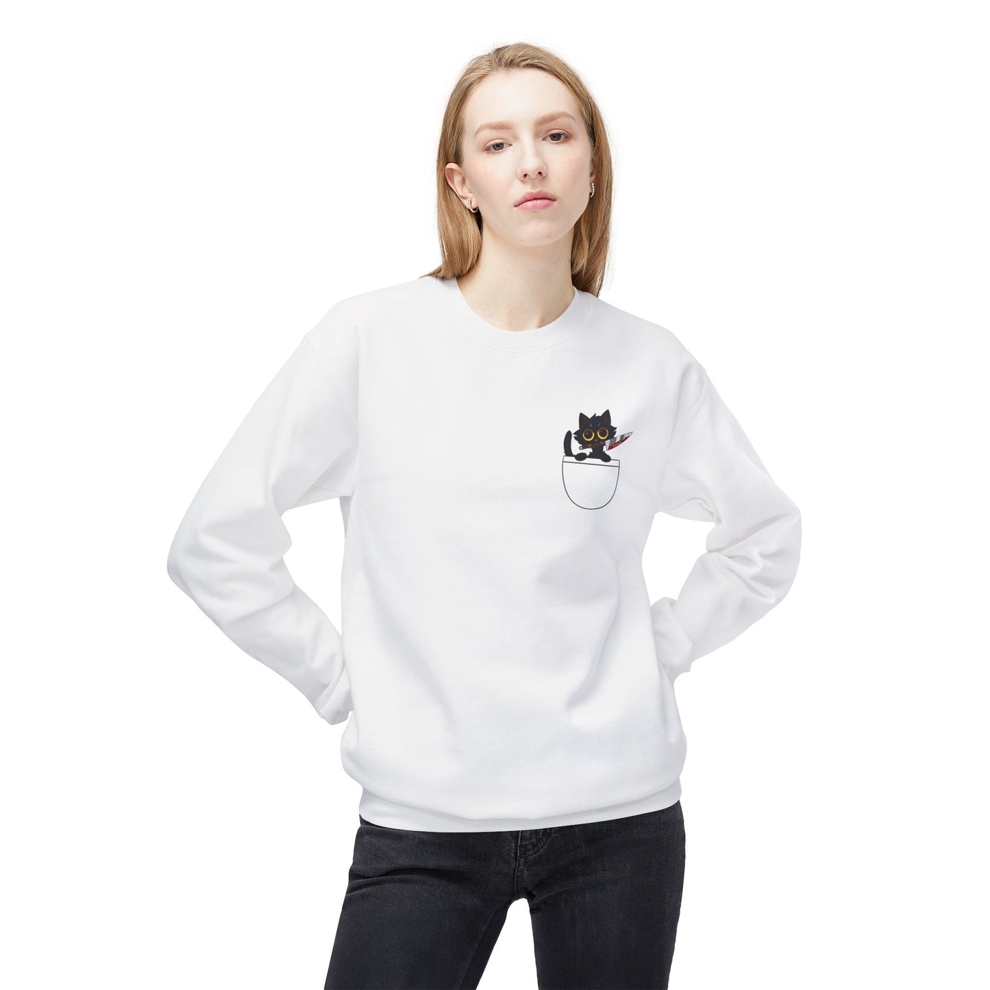 Adults BLACK CAT Fleece Crewneck Sweatshirt