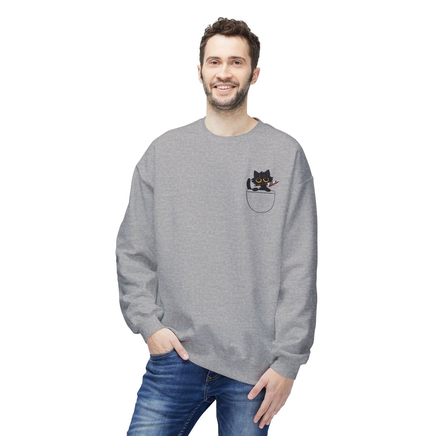 Adults BLACK CAT Fleece Crewneck Sweatshirt