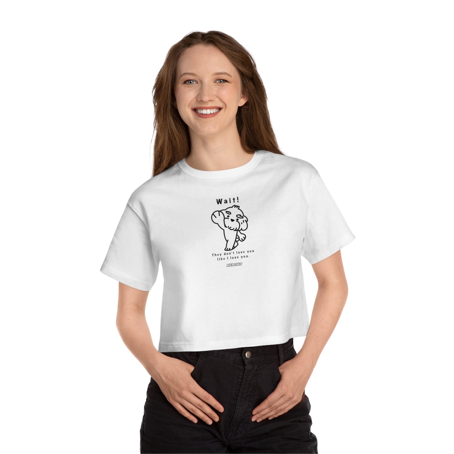 Women's Champion WAIT! DOG MEME Cropped T-Shirt