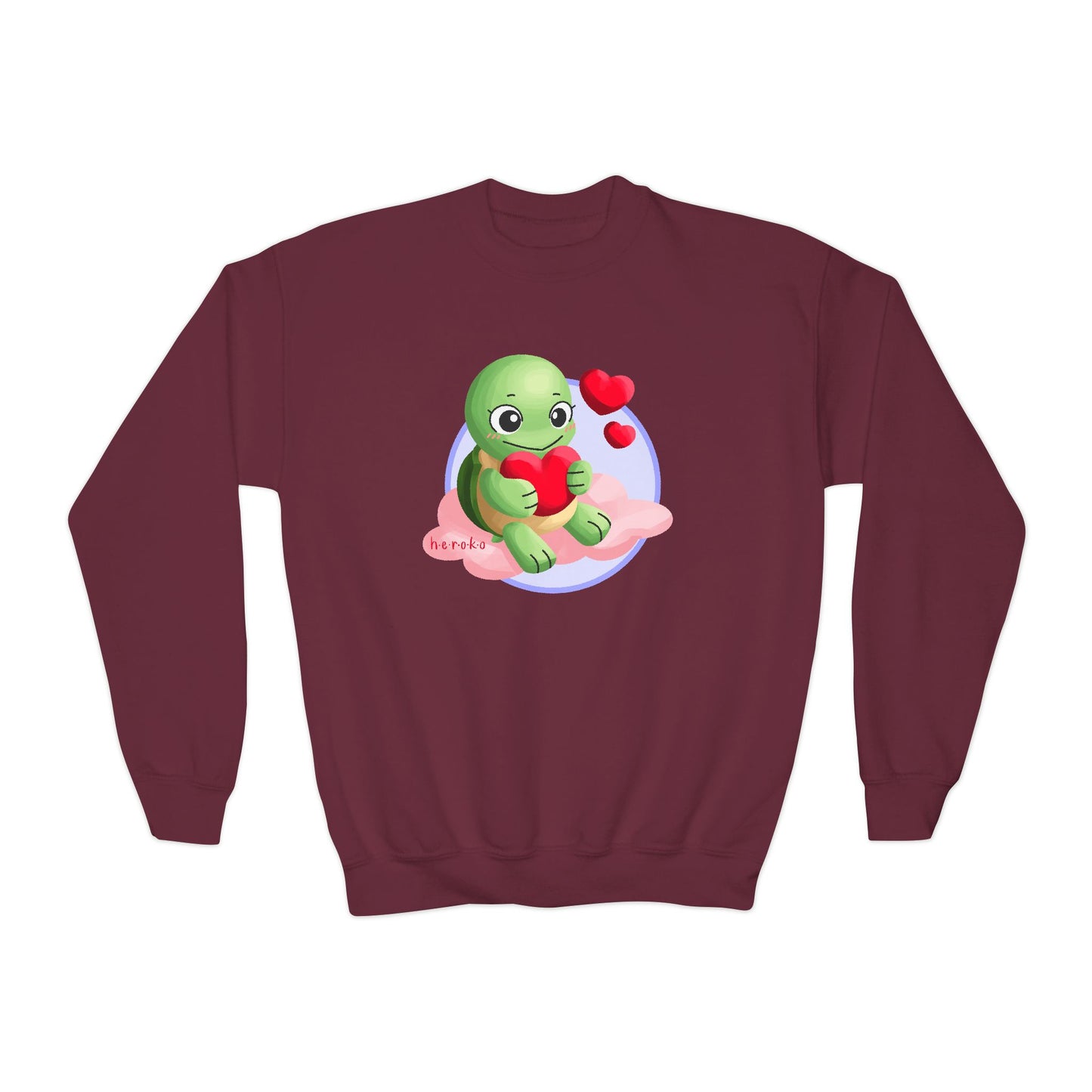 Kids Crewneck Sweatshirt  - Cute Turtle Valentine's Day Design