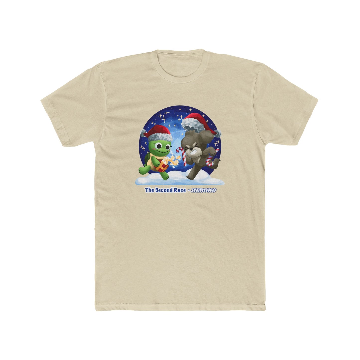 Graphic Tee for Adults - "The Second Race" Book Turtle & Puppy, Snow Globe Christmas Design