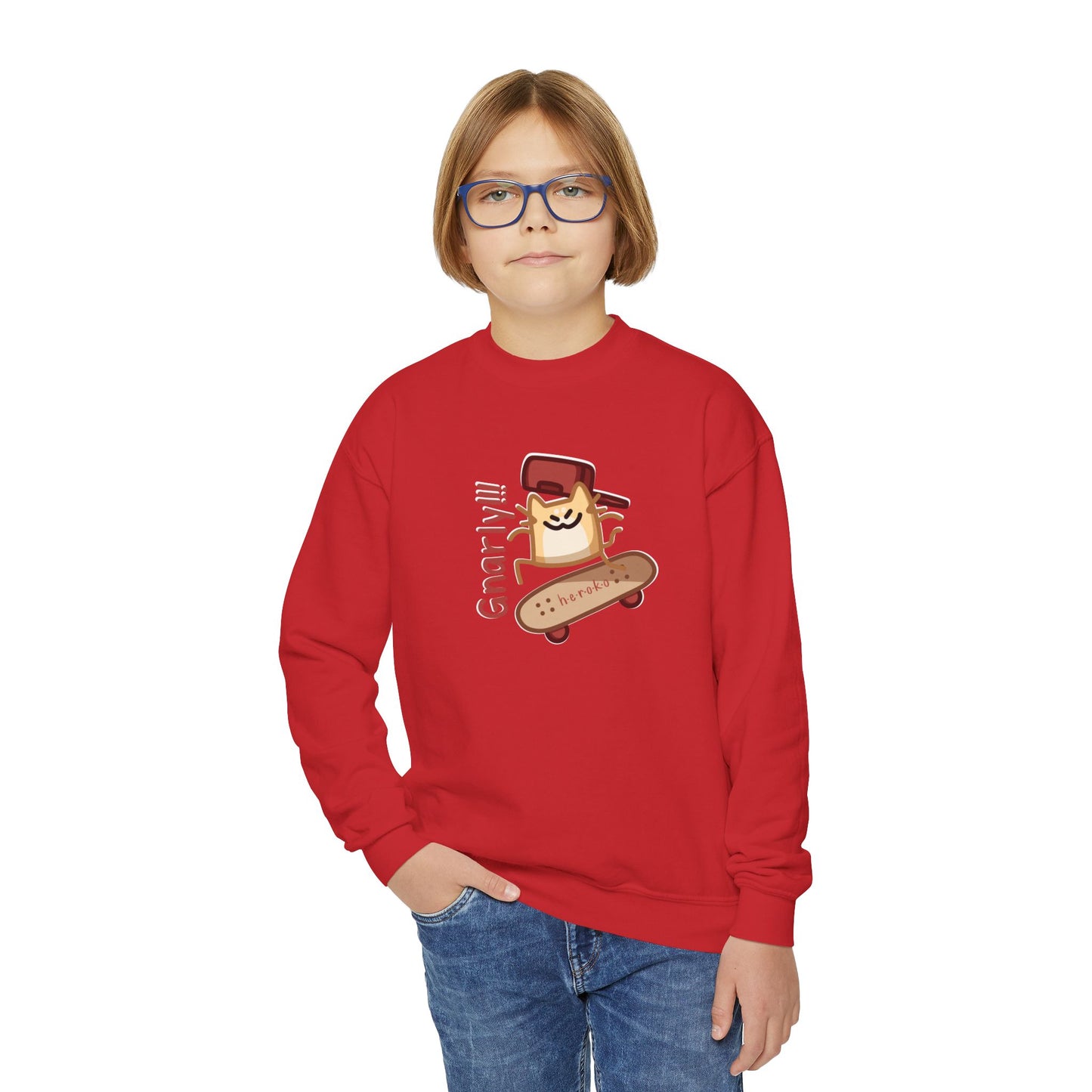 Youth SKATER CAT Crewneck Sweatshirt