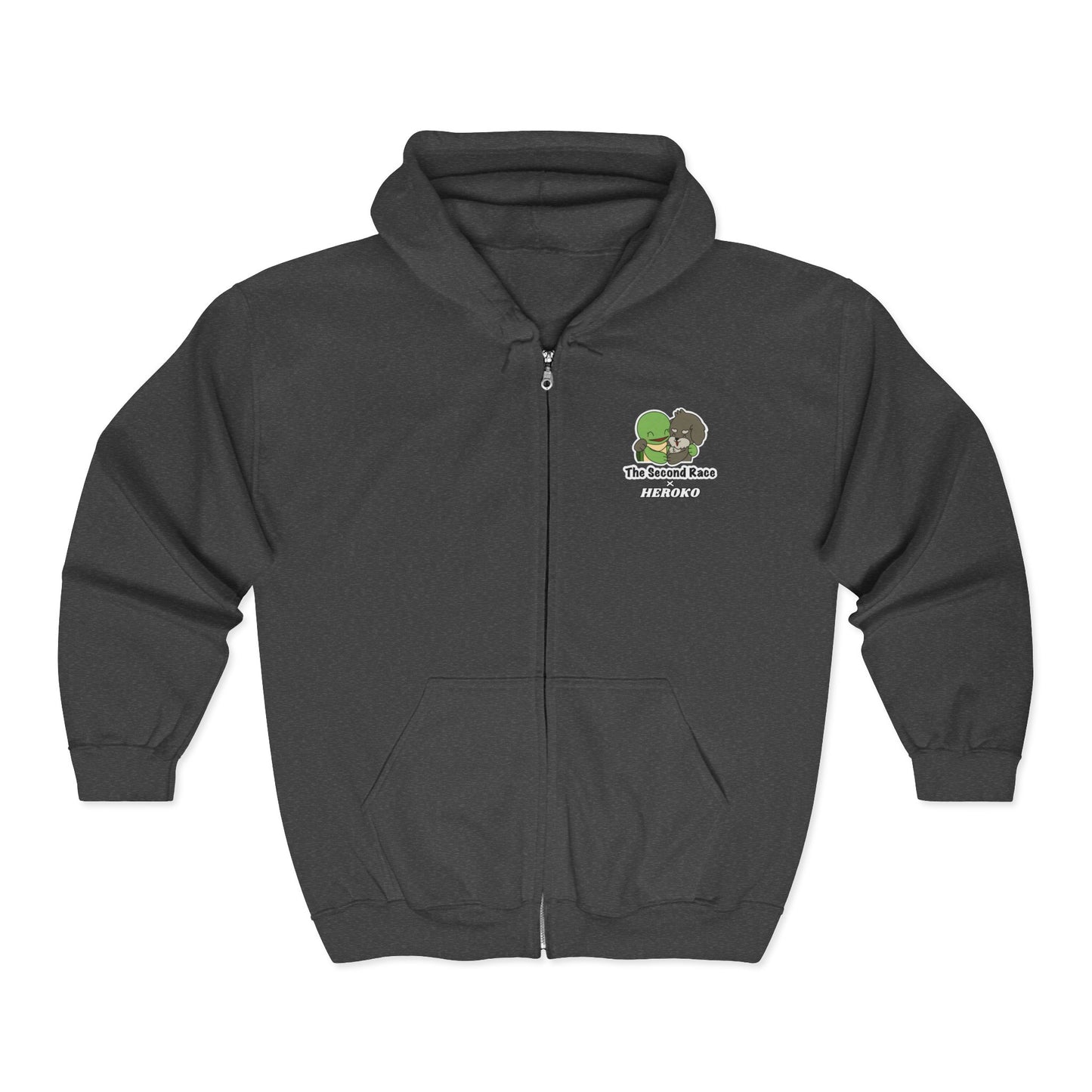 Adults Full Zip Hoodie - Hugging Turtle and Puppy from "The Second Race" Book Design