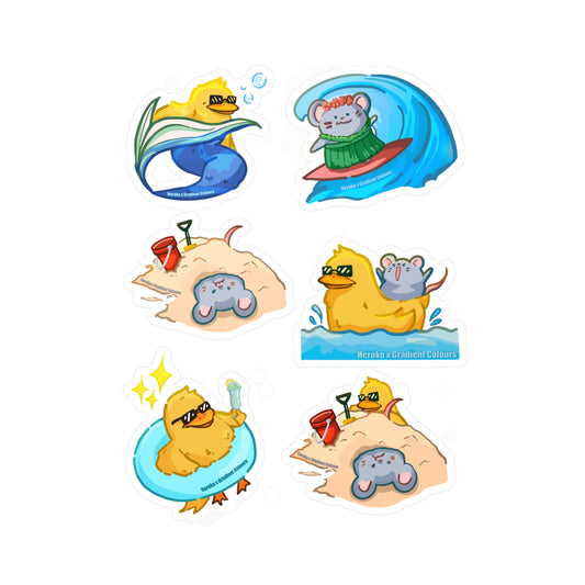 Summer Beach Theme STICKERS -SET Kiss-Cut Vinyl Decals