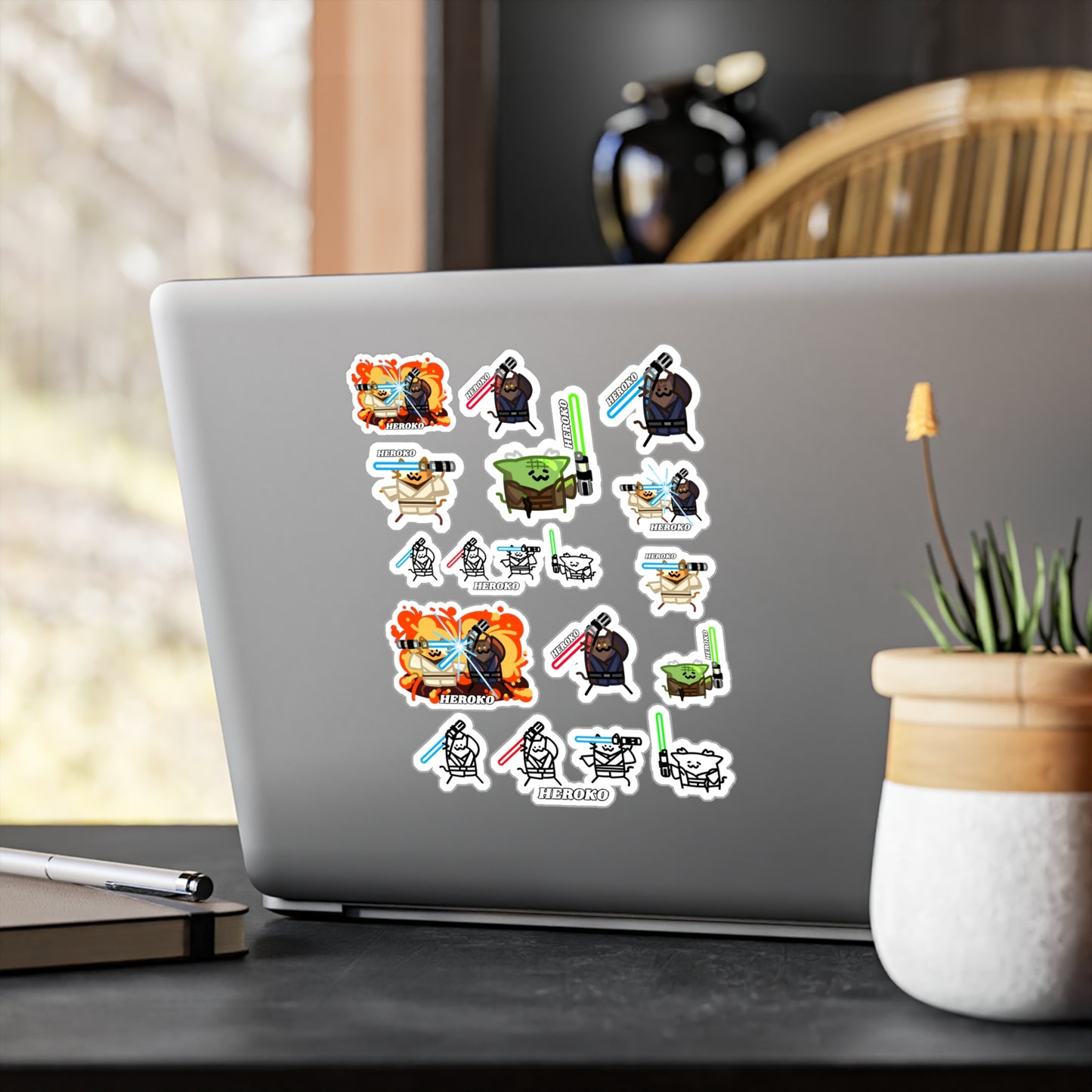 Jedi Cats 18 STICKERS -SET Kiss-Cut Vinyl Decals