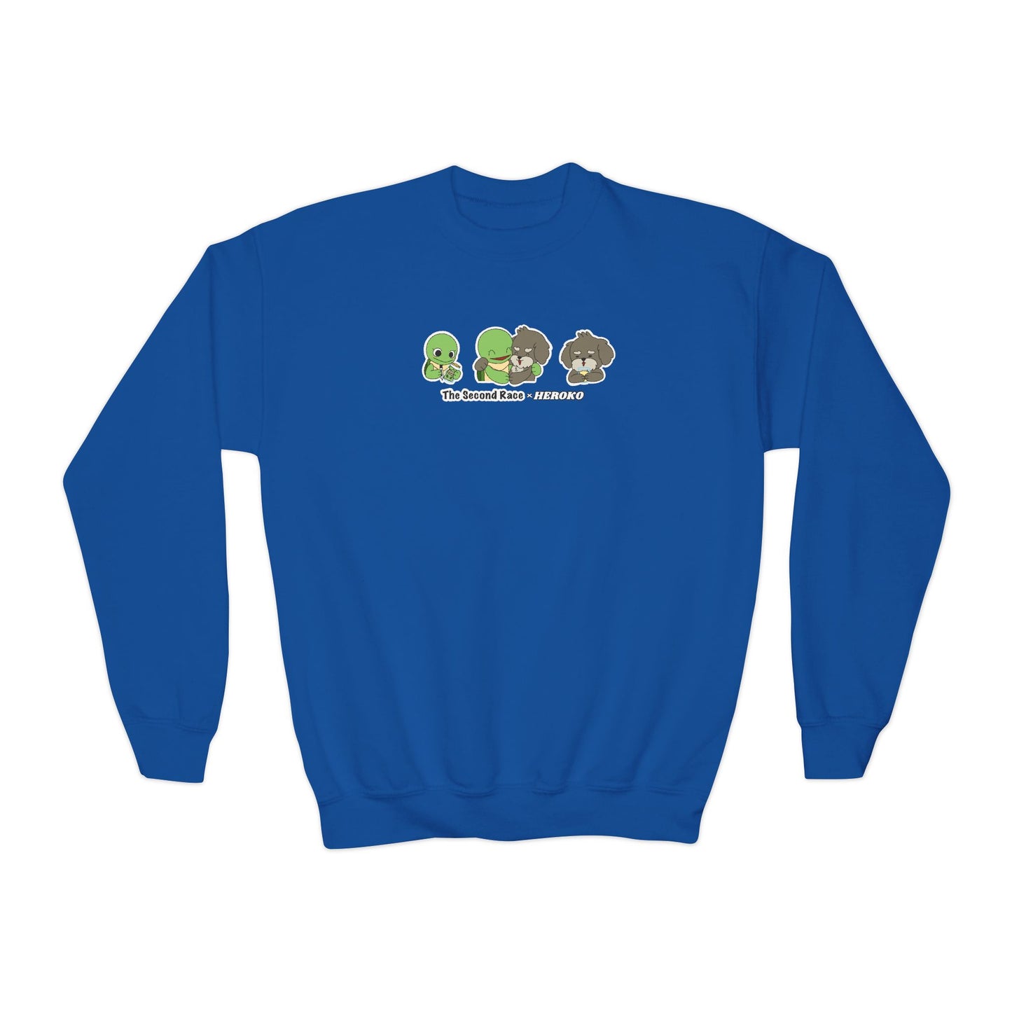 Kids Crewneck Sweatshirt — The Second Race: Turtle and Puppy
