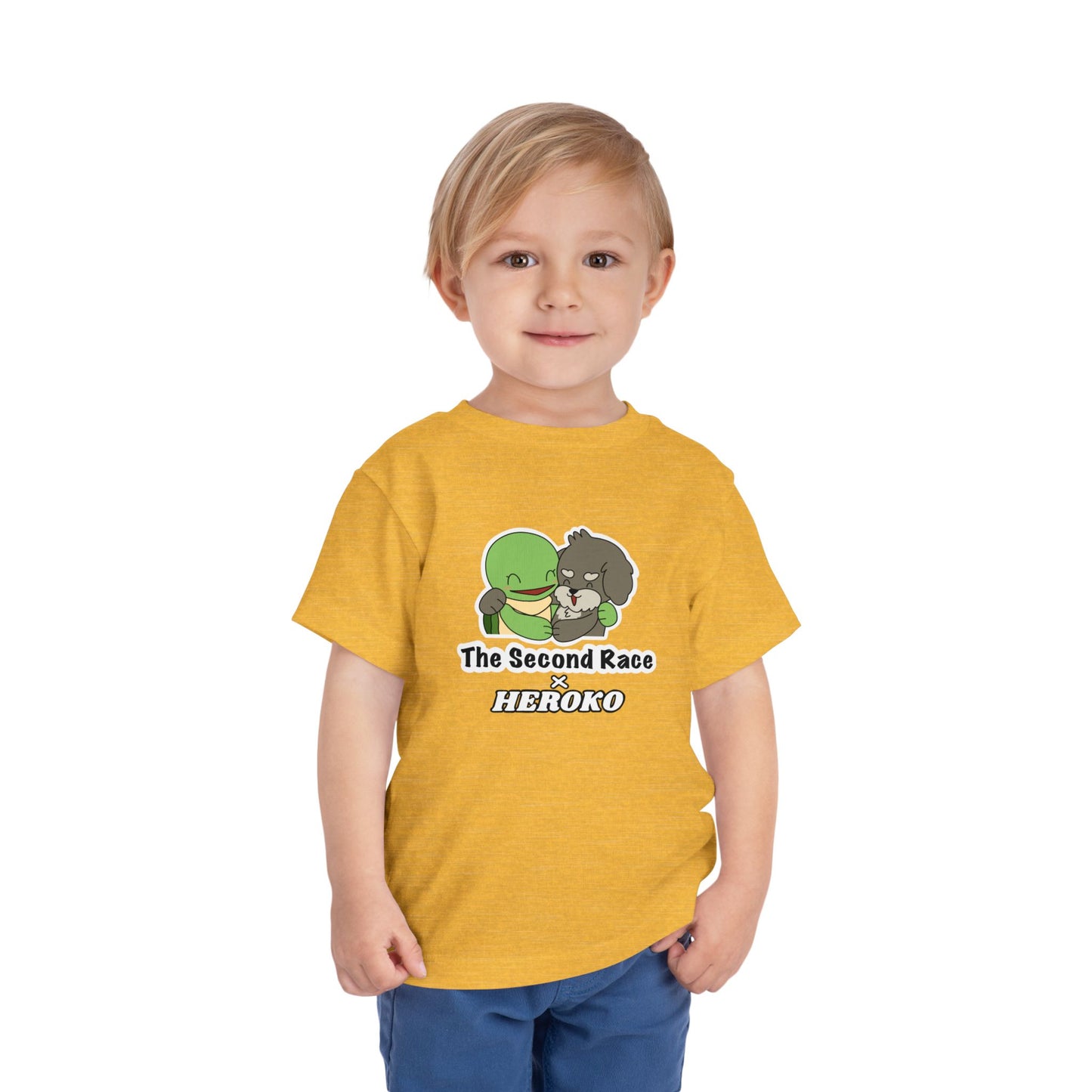 Toddler Tee — Cute "The Second Race" Cartoon Turtle & Puppy Graphic
