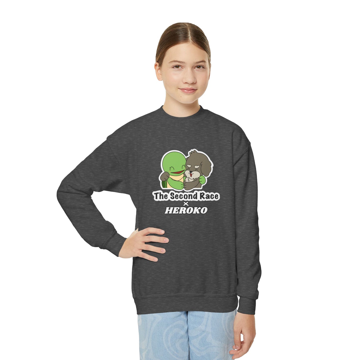 Kids Hugging Turtle & Puppy Crewneck Sweatshirt — The Second Race