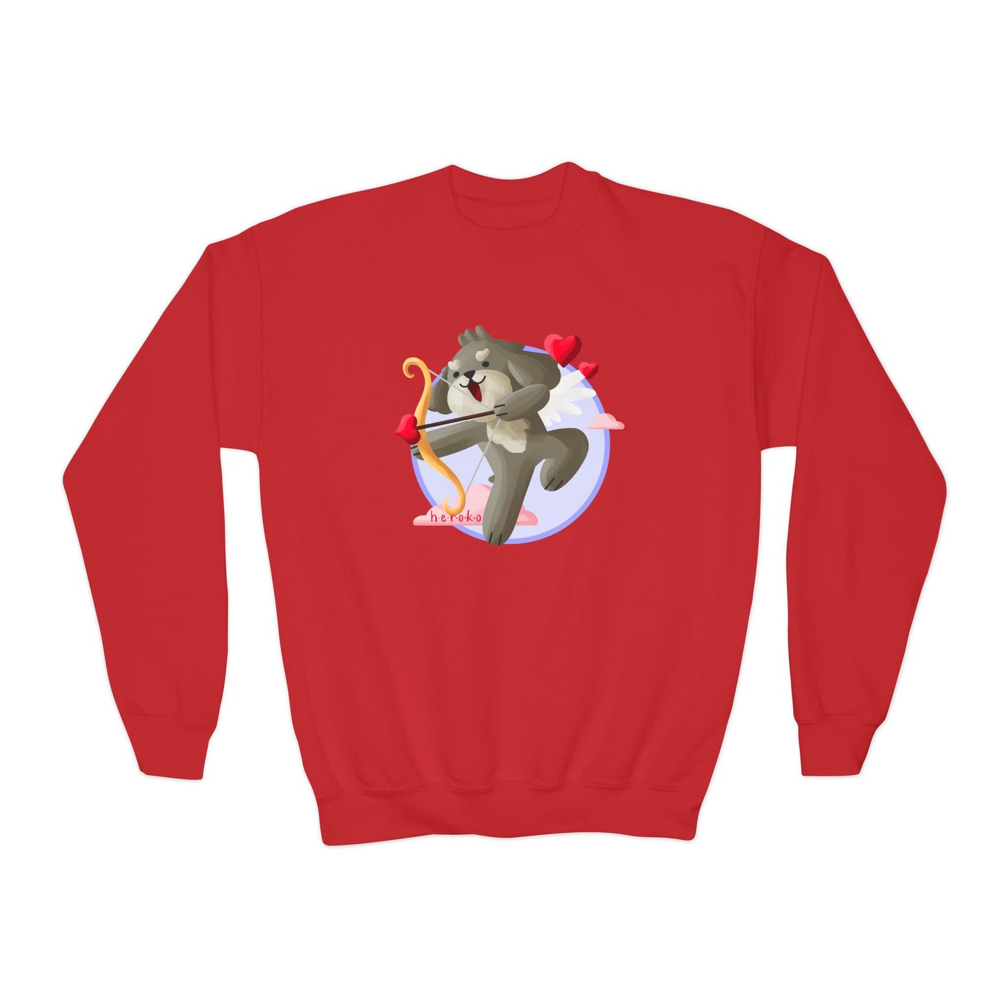 Kids Crewneck Sweatshirt  - Cute Dog Valentine's Day Design