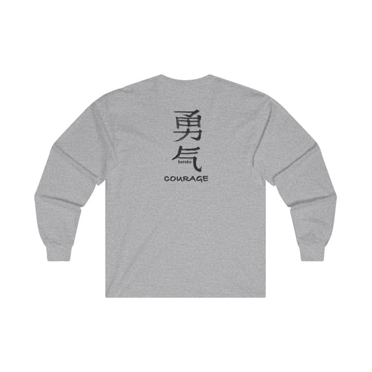 Adults COURAGE IN CHINESE (BACK) Long Sleeve Tee (Runs Small for Men)