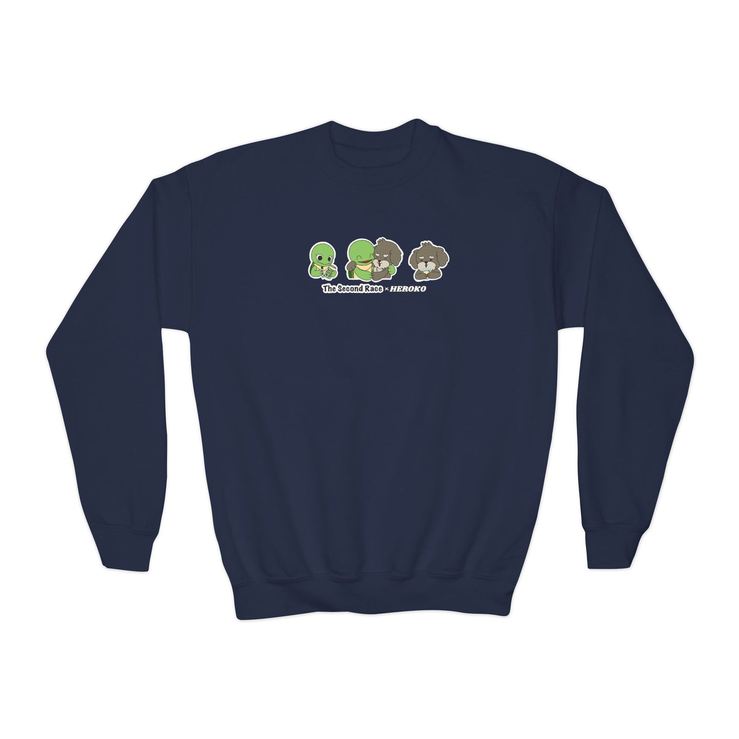 Kids Crewneck Sweatshirt — The Second Race: Turtle and Puppy