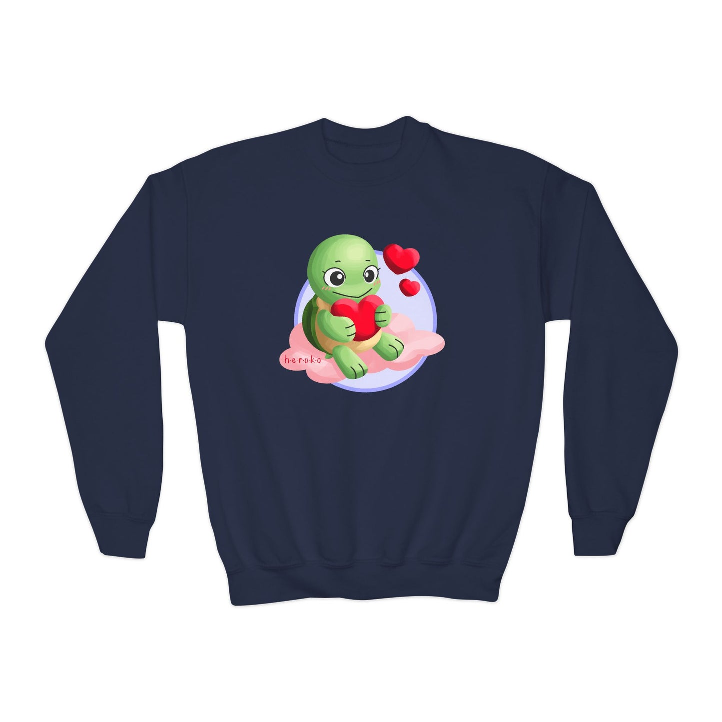Kids Crewneck Sweatshirt  - Cute Turtle Valentine's Day Design
