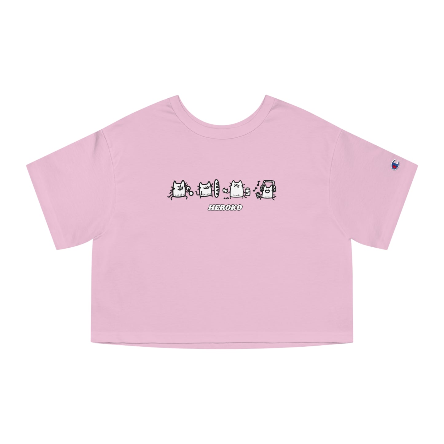 Women's Champion SMALL CUTE CATS Cropped T-Shirt
