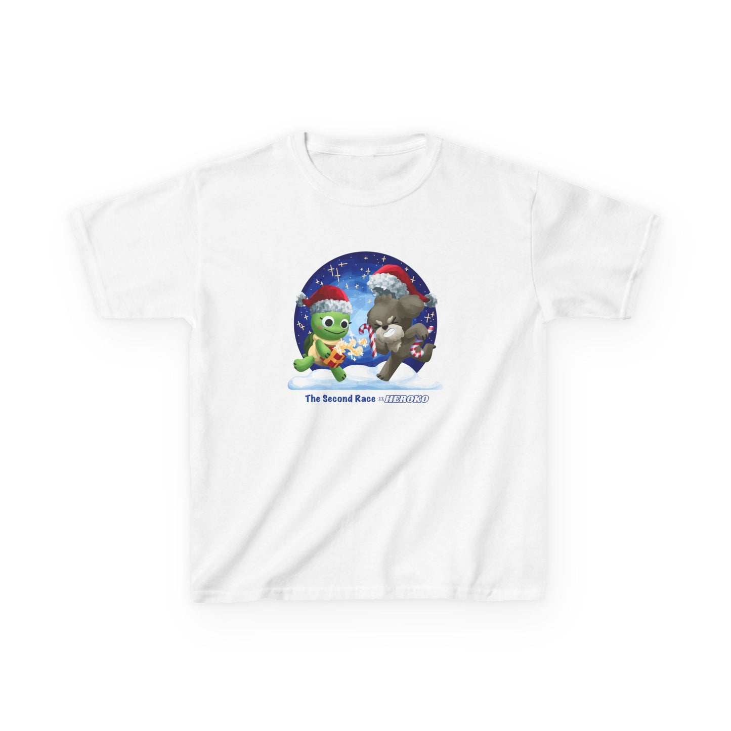 Kids Tee - Cute Holiday Turtle and Puppy in a Snow Globe from "The Second Race"