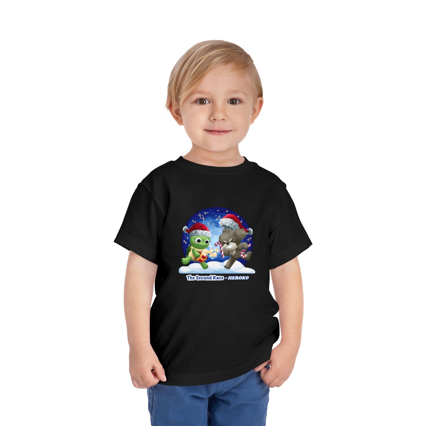 Toddler Tee - Cute Christmas Turtle & Puppy in a Snow Globe Holiday Design