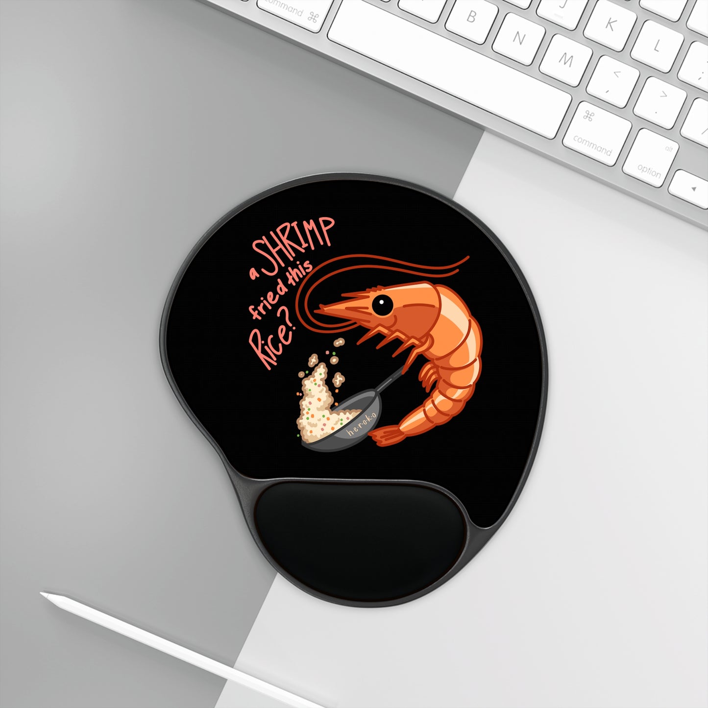 Heroko (IYP) A SHRIMP FRIED RICE BLACK Mouse Pad With Wrist Rest