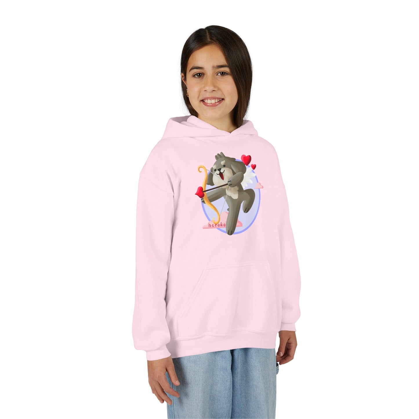 Kids Hoodie - Cute Dog Valentine's Day Design