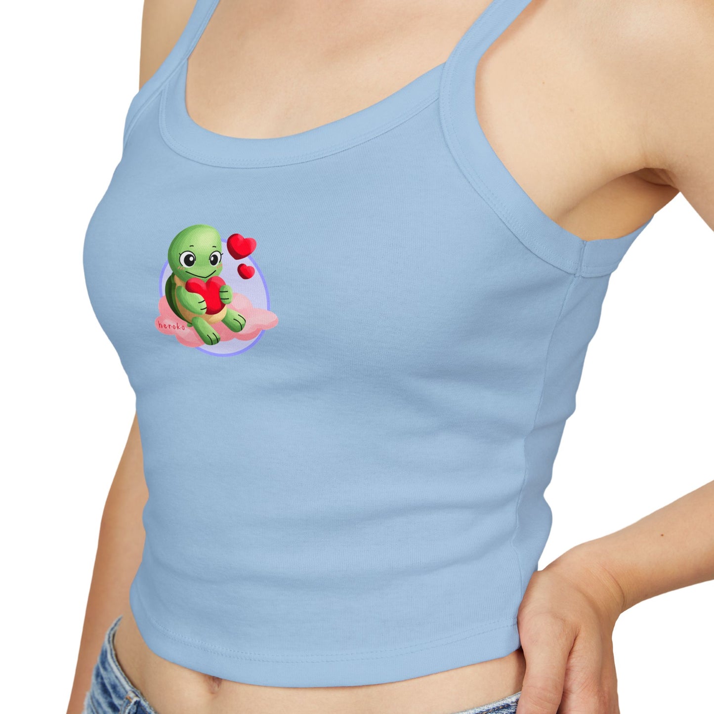 Women's Spaghetti Strap Tank Top, Cute Turtle Valentine's Day Design