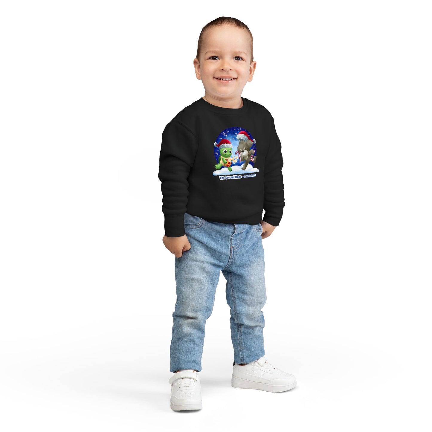 Toddler Sweatshirt - Cute Holiday Turtle & Puppy Friends Christmas Design