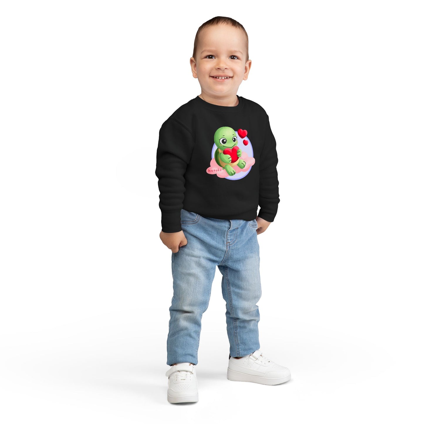 Toddler Sweatshirt  - Cute Turtle Valentine's Day Design