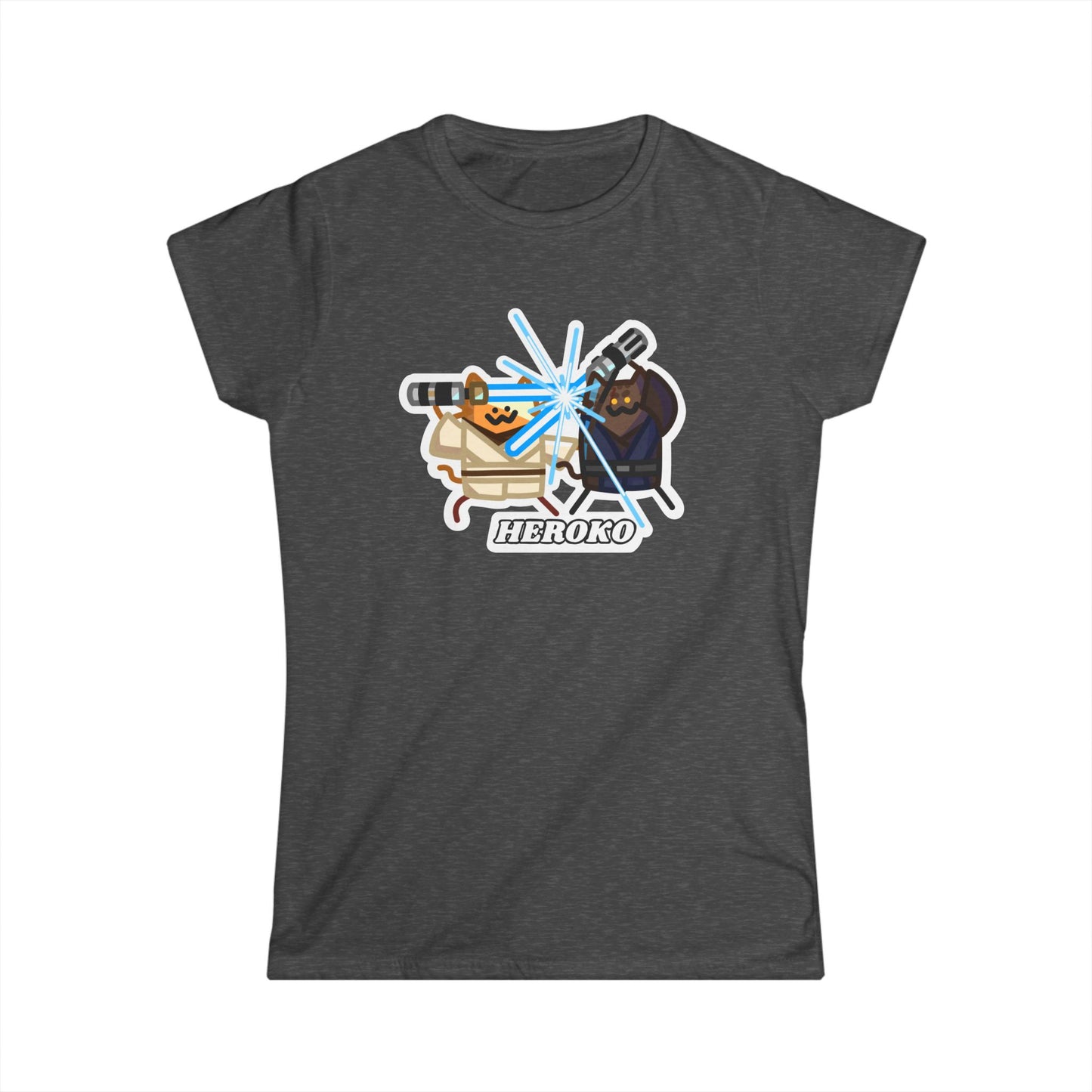 Slim Fit Tee - Jedi Cats Fighting Design