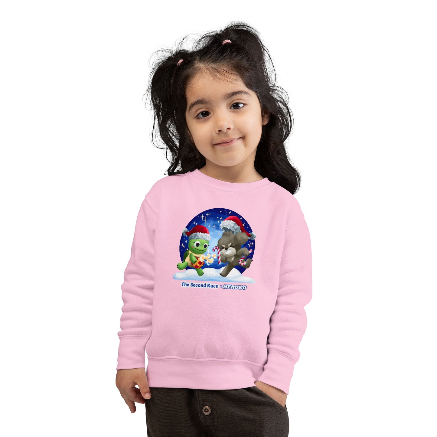Toddler Sweatshirt - Cute Holiday Turtle & Puppy Friends Christmas Design