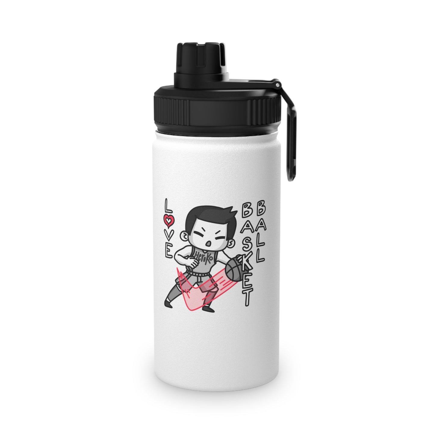 Heroko (WOYC) SPORTS - BOYS LOVE BASKETBALL Stainless Steel Water Bottle, Sports Lid