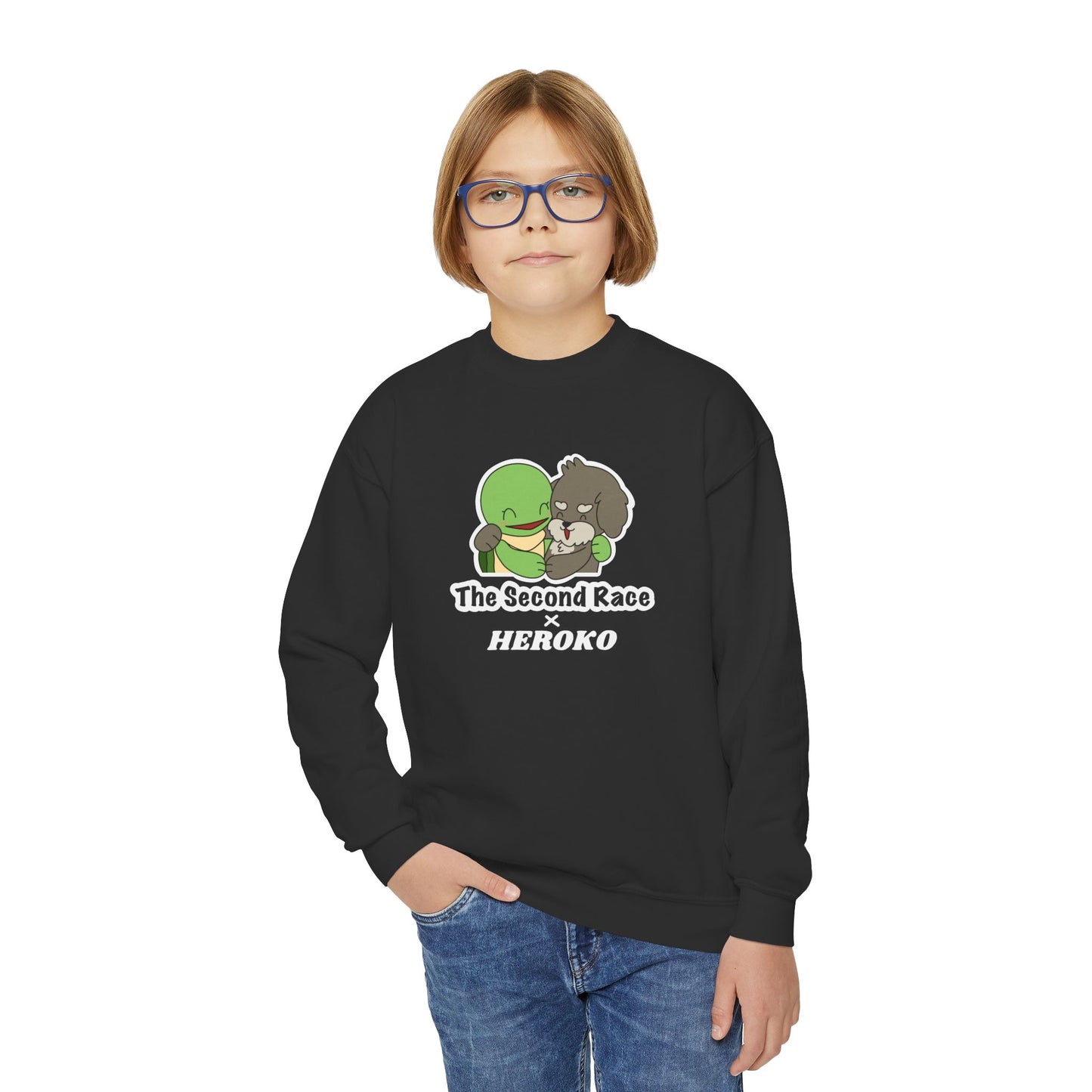 Kids Hugging Turtle & Puppy Crewneck Sweatshirt — The Second Race