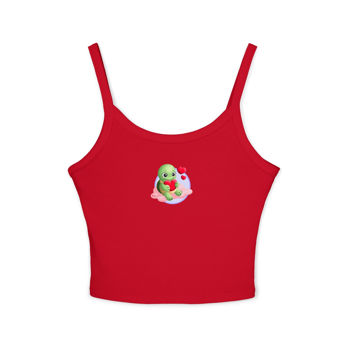 Women's Spaghetti Strap Tank Top, Cute Turtle Valentine's Day Design