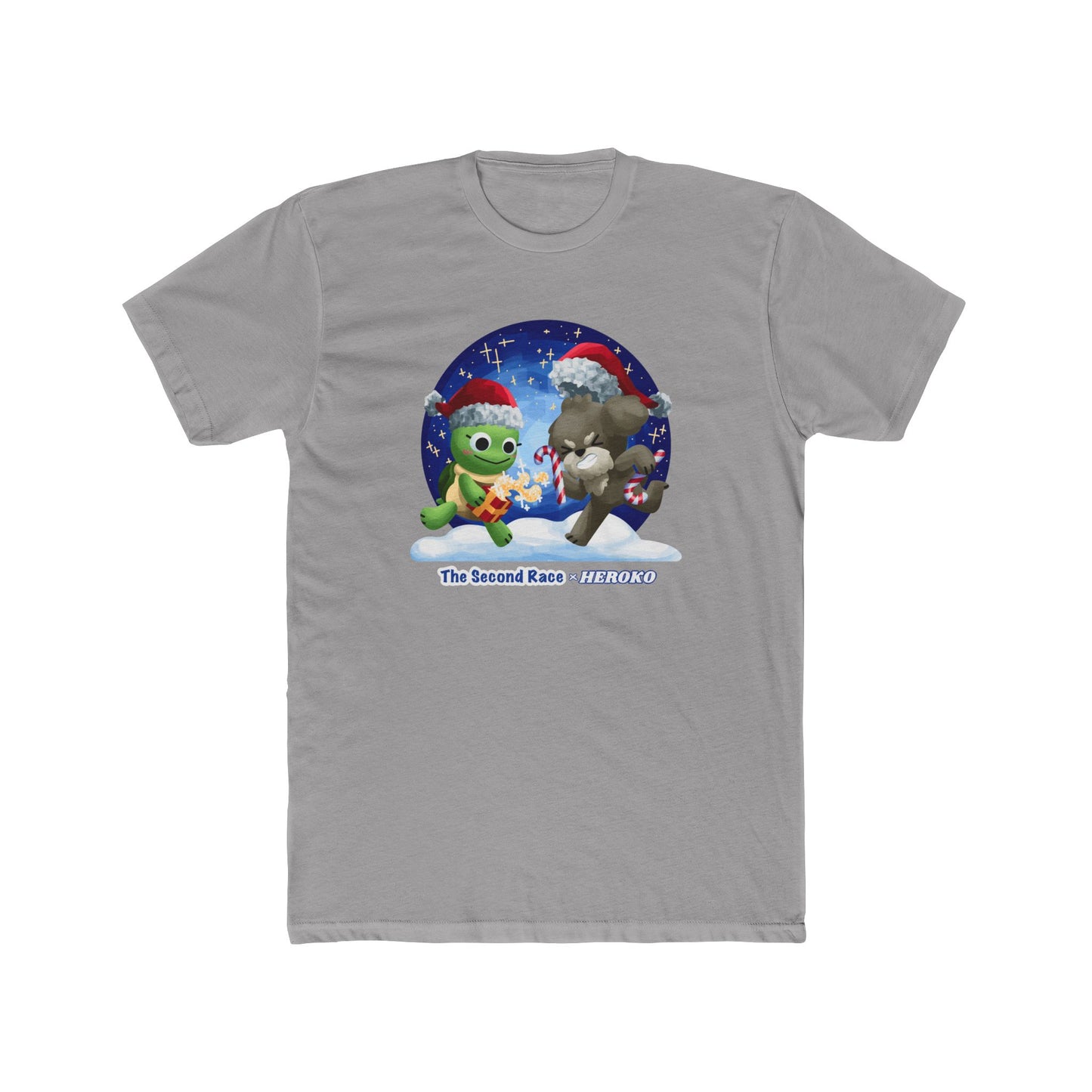 Graphic Tee for Adults - "The Second Race" Book Turtle & Puppy, Snow Globe Christmas Design