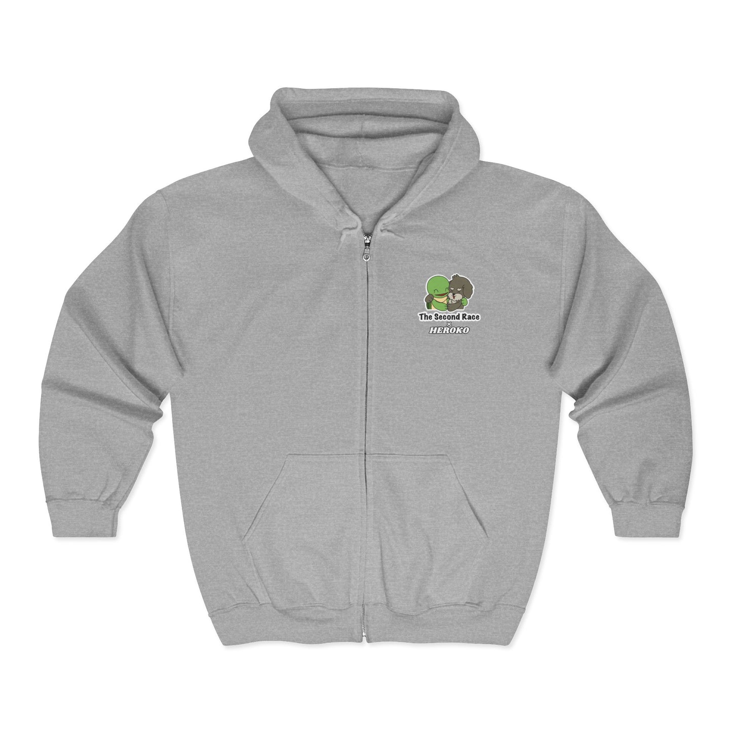 Adults Full Zip Hoodie - Hugging Turtle and Puppy from "The Second Race" Book Design