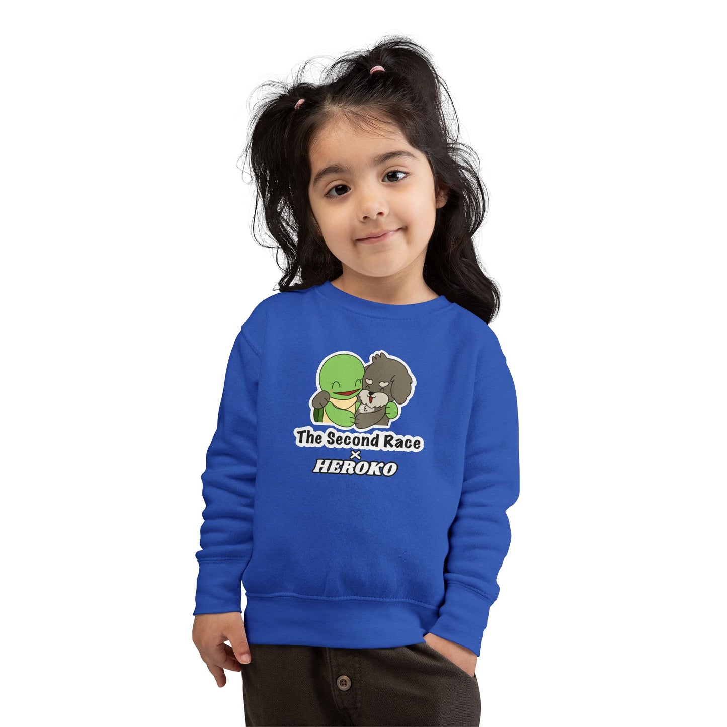 Toddler Sweatshirt - ‘The Second Race x Heroko’ Cute Turtle & Pup Kids Crewneck