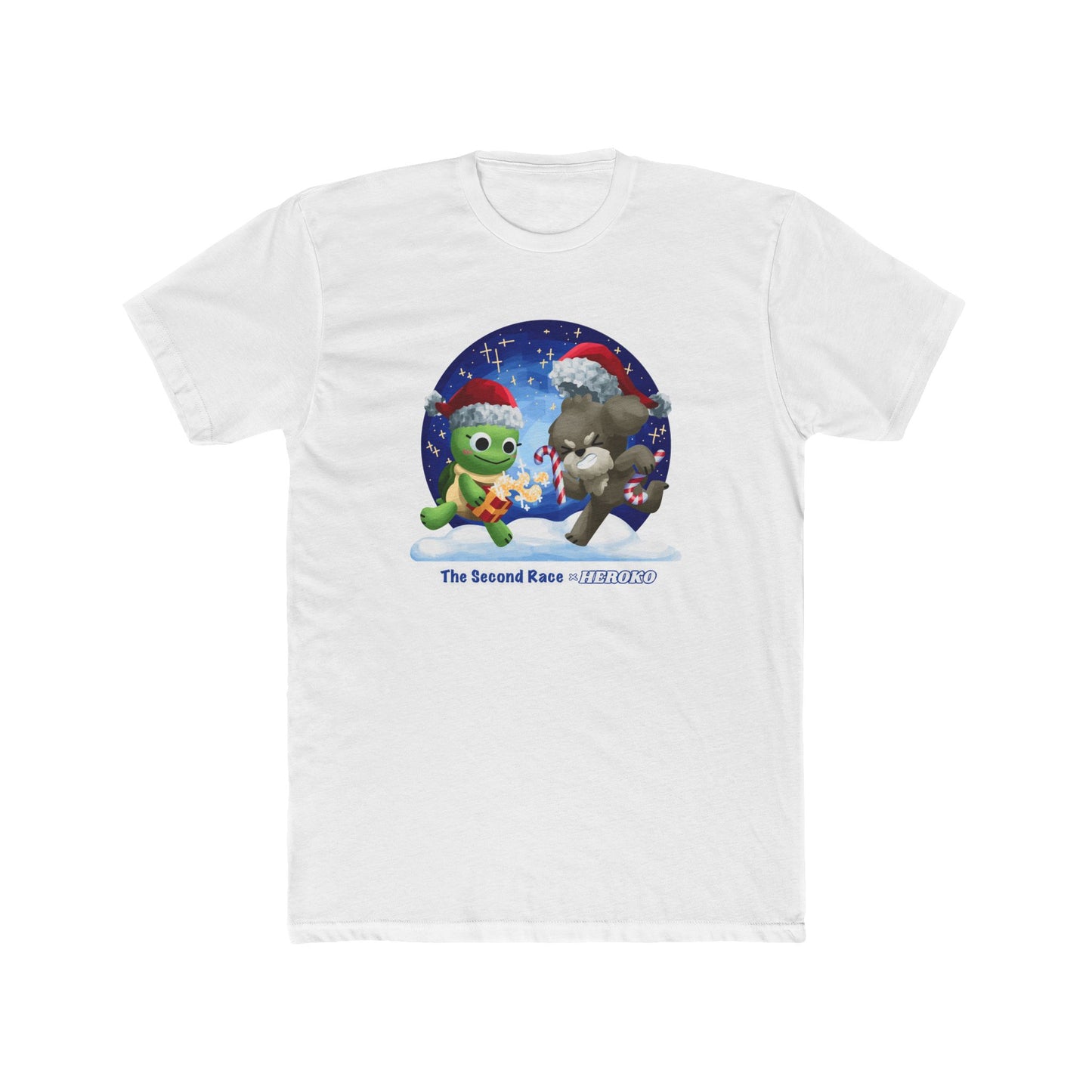 Graphic Tee for Adults - "The Second Race" Book Turtle & Puppy, Snow Globe Christmas Design