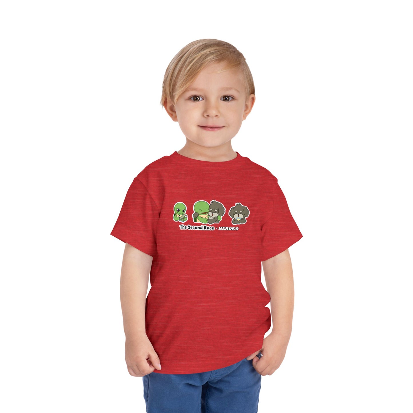 Toddler Tee — Cute Turtle and Dog Character Trio "The Second Race"