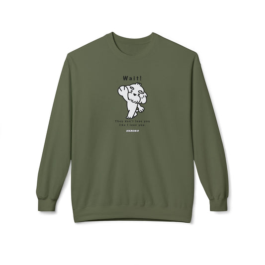 Adults WAIT! DOG MEME Fleece Crewneck Sweatshirt